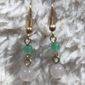 Drop Light Green & Opaque Bead Earrings